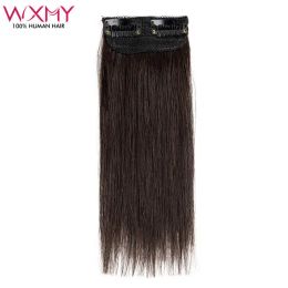 Extensions ClipIn One Piece Human Hair Extensions Natural Straight Hair 100% Remy Human Hair 2 Clips Ins For Women 412Inch Natural Black