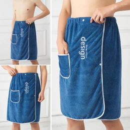 Towel Men Bath Wrap-around Quick Dry Men's Wrap With Secure Buckle Pocket For Gym Spa Sauna Shower