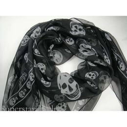 Beach Summer Square Shawl Ladies Designer Skull Print Chiffon Scarf Muslim Hijab for Women Skeleton Wrap Scarves