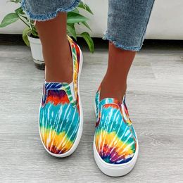 Casual Shoes TELOTUNY Women's Sneakers 2024 Fashion Women Breathable Comfortable Gradient Printi Slip-On Shallow Single Loafers