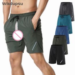 Men's Pants Men Running Sexy Invisible Double Zippers Open Crotch Shorts Gym Sportswear Male Sport Tennis Basketball Training Trousers