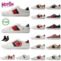 New Mens 2024 Women Sneaker Casual Shoes High Quality Snake Strawberry Chaussures Leather Sneakers Ace Bee Embroidery Stripes Shoe Walking Sports Trainers Tiger