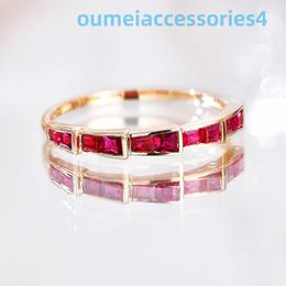 2024 Designer Luxury Brand Jewellery Band Rings 18k Inlaid Red Treasure Bone 14k Gold Single Row Diamond Snake Ring Female Sense of Minority