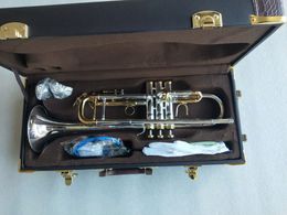 Imagens reais super trompete LT180S-72 instrumento musical superfície banhado a prata latão bb trompeta profissional com estojo