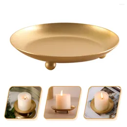 Candle Holders Candlestick Delicate Tray Decorate Accessory Iron Decorative Plate Dish Pillar Supply