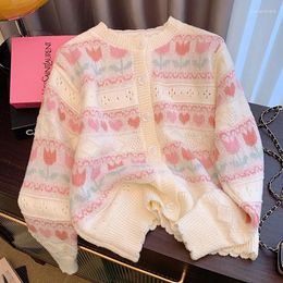 Women's Knits Large Size Knitted Sweater 2024 Cardigan Design Unique And Fashionable Hollow Out Long Sleeved