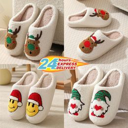 2024 Winter Men's and Women's Slippers Soft and Warm Indoor Cotton Slippers Kaidennikz Designer High Quality Fashion Cartoon Elk Flat Bottom Cotton Slippers GAI