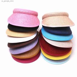 Wide Brim Hats Bucket Hats Summer breathable Str air sunshade hat childrens adjustable sunshade hat UV protection top hollow solid beach sunshade hat Y240320