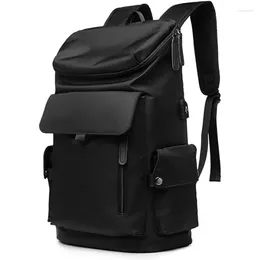 School Bags Laptop Casual Backpack For Men 17 Inch Slim Waterproof Travel Rucksack With USB Charging Port Anti-Theft Large Work Computer Bag