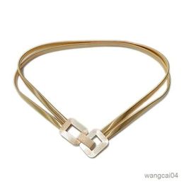 Belts Golden Double-strand Elastic Womens Belt Buckle Womens Casual Fashion Spring Metal Waist Chain With Skirt