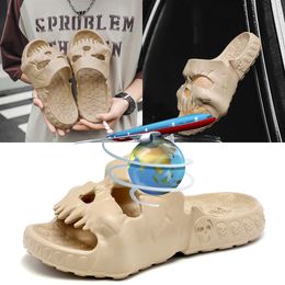High quality Creative Skull Slippers Summer Men Slippers Outdoor Beach Sandals Non-slip Indoor Slides Shoes GAI