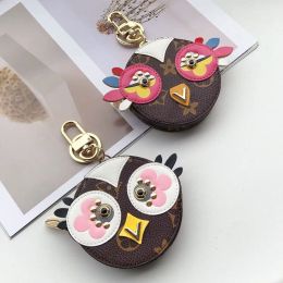 Favors Owl Keychains Designer Animal Fur Chick Car Keyring Chain Charms Leather Coin Cards Keys Holder Purse Zipper Pocket Bag Pendant No