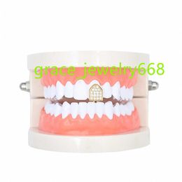 Hip Hop Halloween Jewellery Teeth Grillz Single Tooth Cap Grillz Gold Silver Bling Crystal High Quality Fashion Body Jewellery