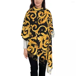 Scarves Luxury Golden European Floral Scarf Wrap For Women Long Winter Warm Tassel Shawl Unisex Baroque Victorian Art