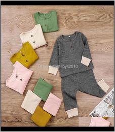 Sets Baby Kids Maternity Drop Delivery 2021 Buttons Rib TopPants Outfits Fall Children Boutique Clothing 02T Baby Boys Girls 3350268