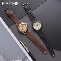 EACHE Design Vintage Leather Rally Watch Straps Brown 18mm 20mm 22mm Watchband Watch Accessories 240313