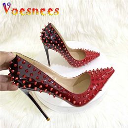 Dress Shoes 2023 New Sexy Rivet High Heels Gradient Double Colour Fashion Women Europe And America Party Pumps Large Size 44 45 H240325