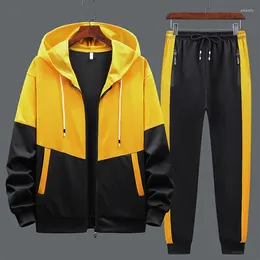 Men's Tracksuits Autumn Running Sets Men Long Sleeve Jacket Sweatpants Sportswear Fitness Hoodies Sweatshirt Pants Patchwork Suit Male