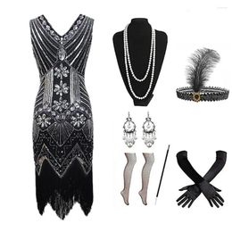 Casual Dresses Retro Vintage Roaring 20s 1920s Flapper Dress Costume Outfits The Great Gatsby Women's Sequins Tassel Fringe