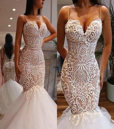 abiti da sposa Mermaid Wedding Dresses 2020 Spaghetti Strap Sweetheart Neckline Lace Bridal Gowns Trumpet Beads Vestido De Novia9421624