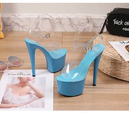 Dress Shoes Walking Show Stripper Heels Clear Woman Platforms High Sandals Women Sexy Big Yard Fish Mouth 2020 New CrystalJM2Y H240321