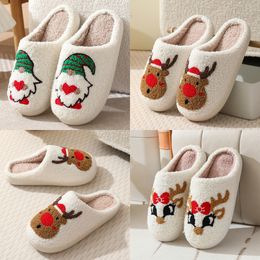 Winter Men's and Women's Slippers Soft and Warm Indoor Cotton Slippers Jascaa Designer High Quality Fashion Cartoon Elk Flat Bottom Cotton Slippers GAI