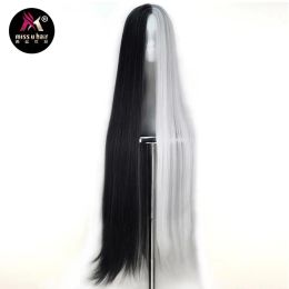 Wigs Miss U Hair Synthetic Unisex 110cm Extra Long Straight Black White Green Purple Grey Hair Halloween Cosplay Costume Party Wig