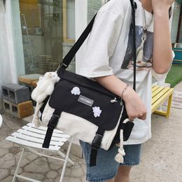 Shoulder Bags Harajuku Women Crossbody Bag Large Capacity Student Tutorial Hit Colour Ladies Messenger Pouch Zipper Pocket For Work Sports