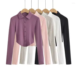 Women's Blouses Korean Fashion Vintage Crop Top Sexy Summer Long Sleeve Shirts For Women Tops Pink Preppy Style & Kawaii