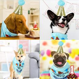 Dog Apparel Celebrate Your Pup's Birthday In Style With Adjustable Bandanas Shining Bow Tie And Party Hat Set