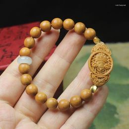 Strand Indonesia Sandalwood 8mm Buddha Brand Single Ring Retro Style Beads Bracelet Old Material