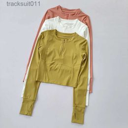 Active Sets Half zip internet celebrity quick drying yoga suit long sled running breathable slim fit training autumn T-shirtC24320