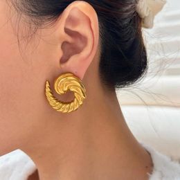 Stud Earrings Gypsy Dancer Swirling Stainless Steel Statement For Women Chunky Jewelry Non Tarnish