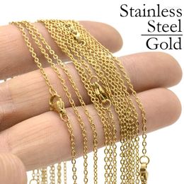 Chains 20 Pieces Stainless Steel Necklace Gold Color Cable Link Rolo Chain For Jewelry Making