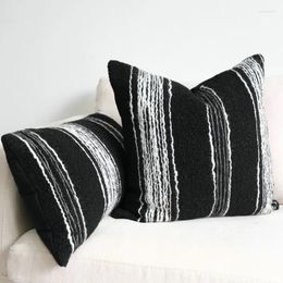 Pillow Case Black And White Striped Embroidered Cases Soft Teddy Plush Cover Decorative Wabi-sabi Simplicity Cushion Covers