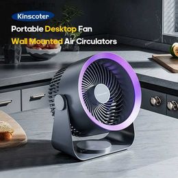 Electric Fans KINSCOTER multifunctional electric fan circulator wireless portable home quiet ventilation fan desktop wall mounted fan air coolerY240320