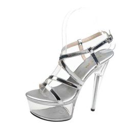 Dress Shoes Transparent PVC High Heels 15CM Women Platform Nightclub Sandals Model Show Rivet Stiletto Pumps Summer Fashion Pole Dance H2403212EZJGWH7