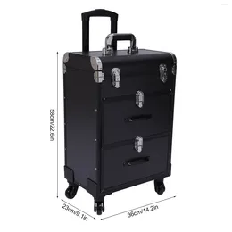 Storage Boxes 3-Tier Professional Rolling Makeup Train Case Cosmetic Trolley Organiser