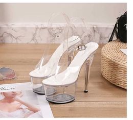 Dress Shoes Walking Show Stripper Heels Clear Woman Platforms High Sandals Women Sexy Big Yard Fish Mouth 2020 New Crystal33MY H240321