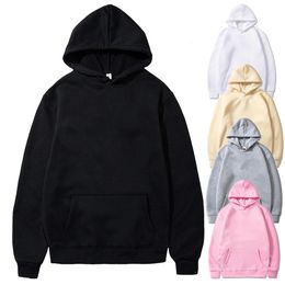 Mens Casual Hoodie Womens Solid Colour Fleece Hoodies Spring Autumn Oversized Pullovers Black multiple colour warm Sweatshirts 240318