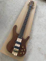 Guitar Walnut 5 Strings Electric Bass Guitar Neck Through body,Gold Hardware,Provide Customised Services