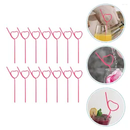 Disposable Cups Straws Straw Drink Curved Valentine's Day Home Reusable Creative Shape Drinking Plastic Heart