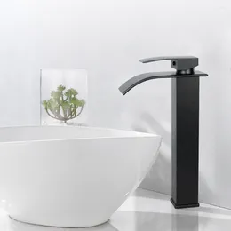 Bathroom Sink Faucets Black Short Or High Basin Faucet Deck Mount Single Holder Hole And Cold Stainless Steel Material Modern