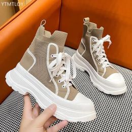 Pumps Shoes Women Round Toe Lace Up Sneakers Thick Sole Outdoor Running Boots Ytmtloy Pumps 2022 Stretch Fabric Zapatilla Mujer