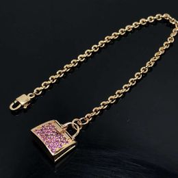 Luxury Jewelry Hemes Bracelet Womens Bag Bracelet Pendant Inlaid with Pink Diamond Plated 18k Rose Gold Kelly Bag Bracelet For Women