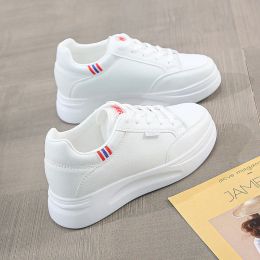 Shoes Hidden Height Increasing 7CM Platform Shoes Women Wedge Sneakers Leather Shoes Soft ShockAbsorb Platform Sneakers White Shoes