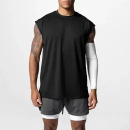 Men's Vests Running Tank With Wide Straps Sleeveless Summer Vest Shoulder Quick-drying Sweat Absorption Solid For Casual