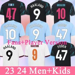 23 24 Soccer Jerseys BRUYNE PHILLIPS MANS CITIES GREALISH FERRAN MAHREZ FODEN BERNARDO JOAO CANCELO Z RODRIGO Football Shirt Men Kids Kit Sets Uniforms JJ 3.20
