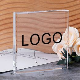 Frames Custom Logo Acrylic Block Office Decor Trade Show Personalised Business Company Desk Display Printed Clear QR Code Sign