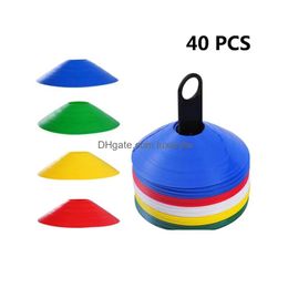 Balls 40 Piece Set Soccer Cones Disc Field Cone Markers For Agility Training Football Kid Suitable Equipment Drop Delivery Sports Outd Dhidz